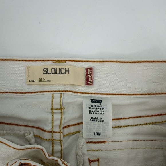 Levis Slouch 504 Low Rise Bootcut Grunge Y2K Retro Off White Jeans Womens 13M - Picture 11 of 14